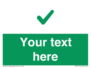 Custom green background, green tick sign